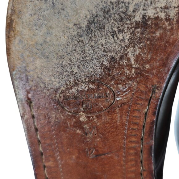 Bruno Magli Italy Mens 12M Brown Dress Shoes Leather Monk Strap Loafers Vintage - Picture 11 of 13